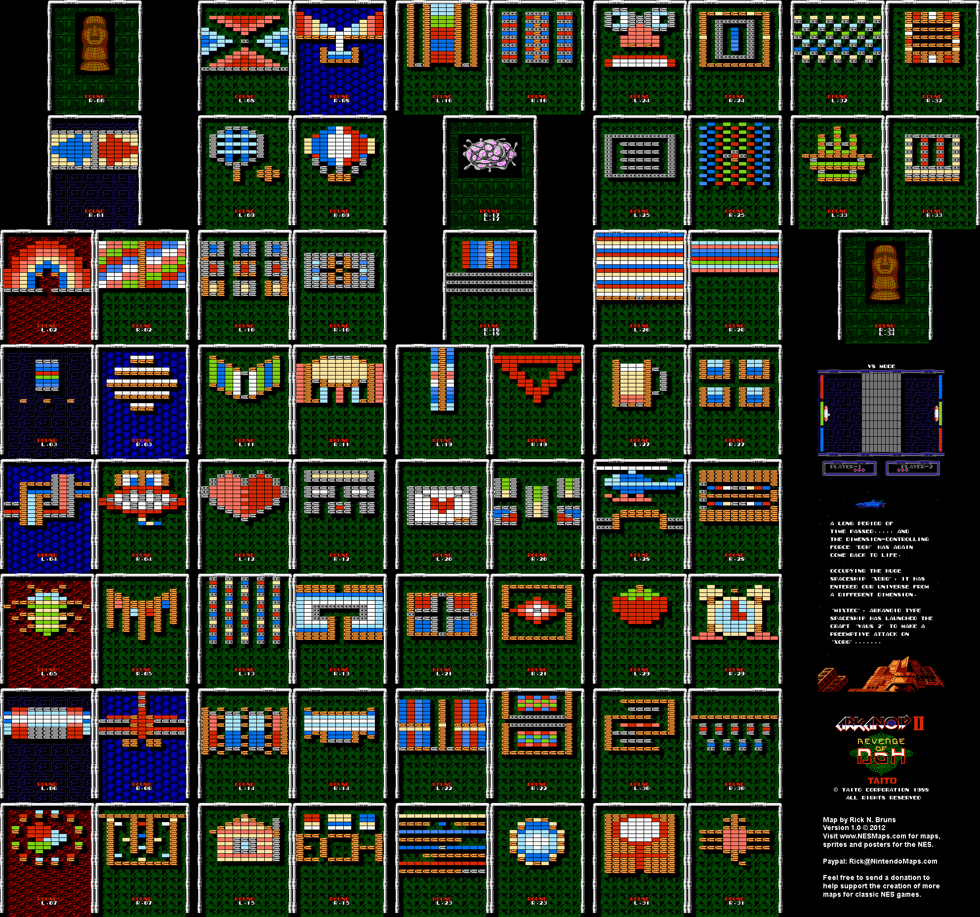 Arkanoid II - Labeled - Famicom Nintendo NES Labeled Map