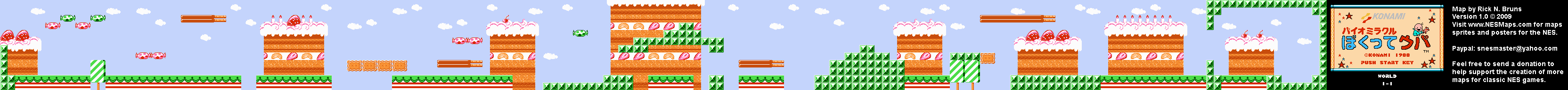 Bio Miracle Bokutte Upa - World 1-1 Nintendo NES Background Only Map