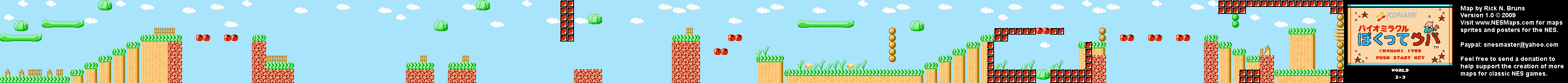 Bio Miracle Bokutte Upa - World 2-3 Nintendo NES Background Only Map