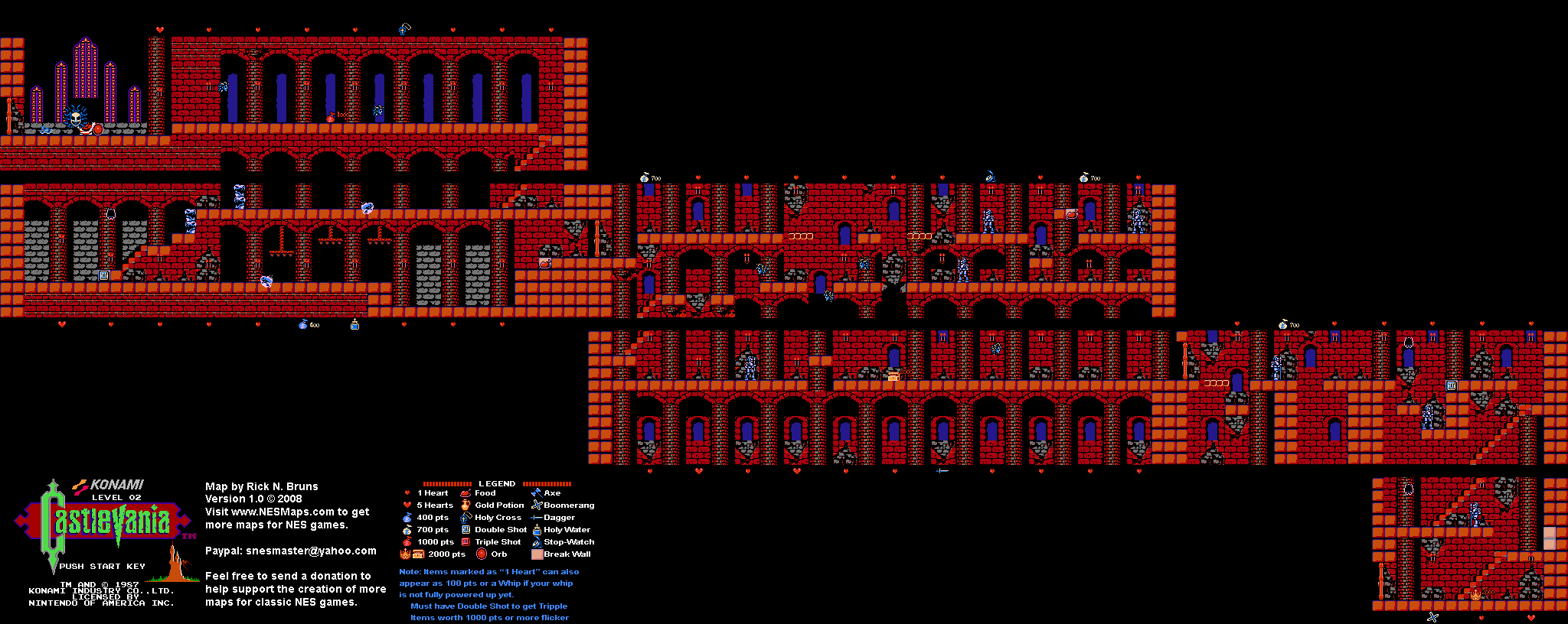 Castlevania - Level 2 Nintendo NES Map