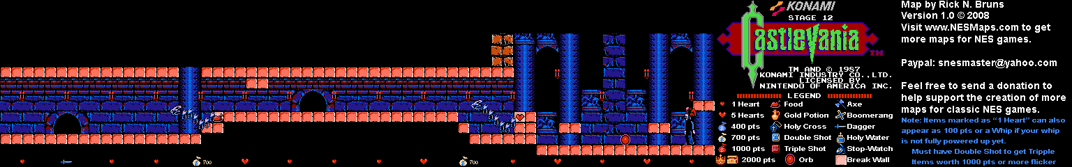 Castlevania - Stage 12 Nintendo NES Map