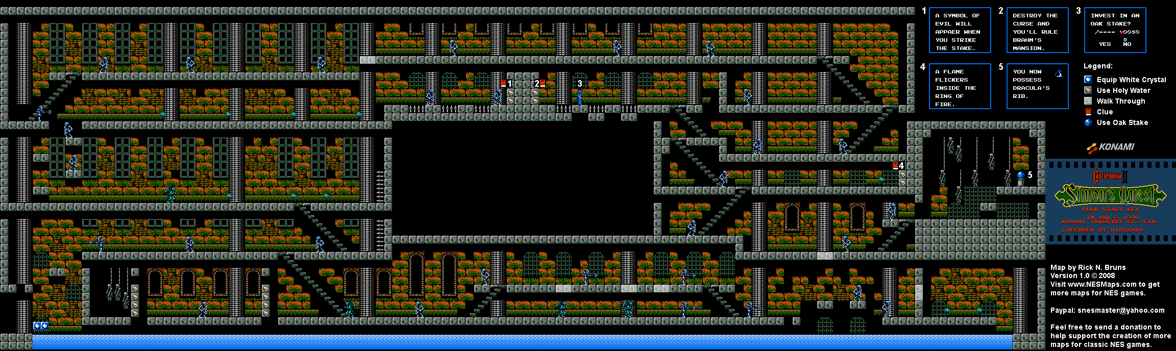 Castlevania II Simon's Quest - Castle 1 Berkeley Mansion Map