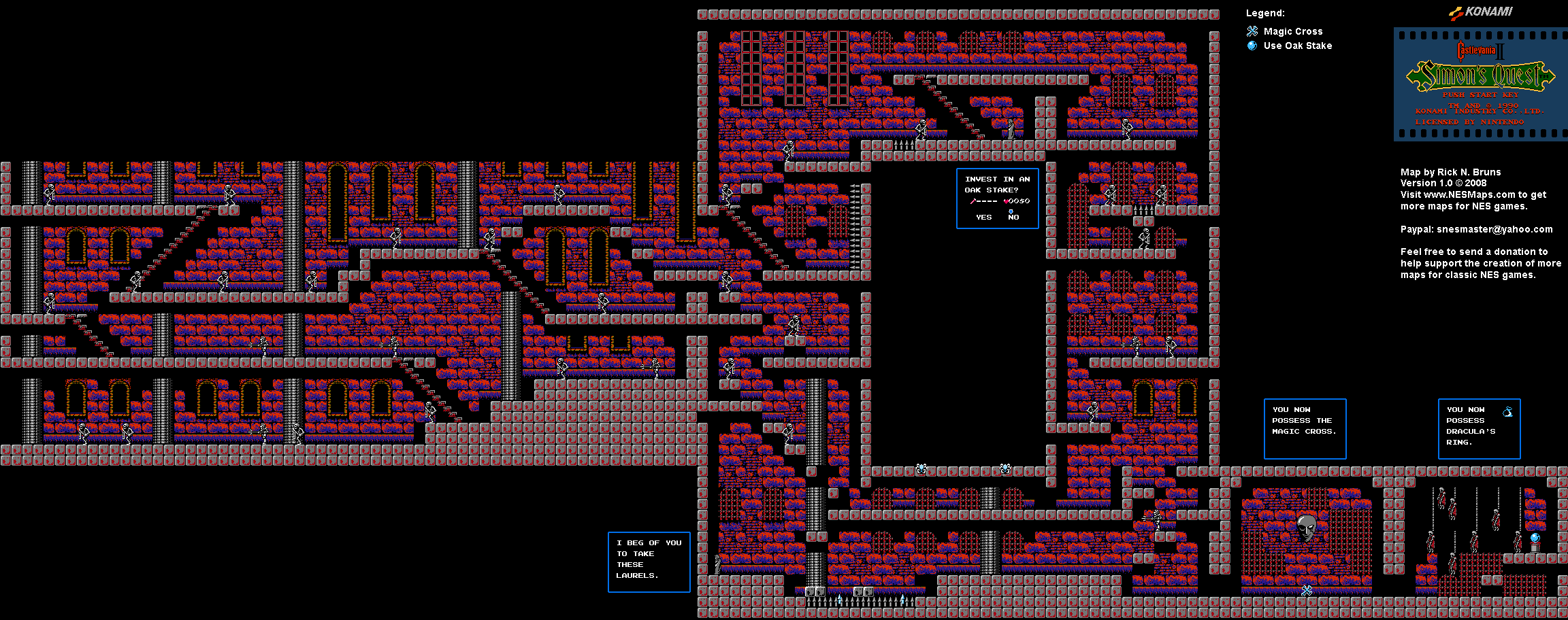 Castlevania II Simon's Quest - Castle 5 Laruba Mansion Map