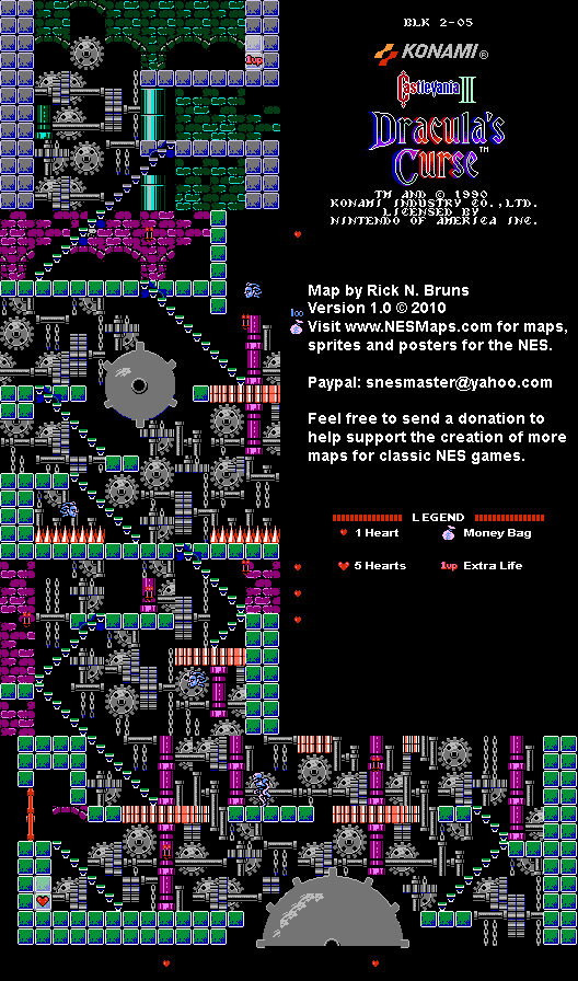 Castlevania III Dracula's Curse - Block 2-05 Nintendo NES Map