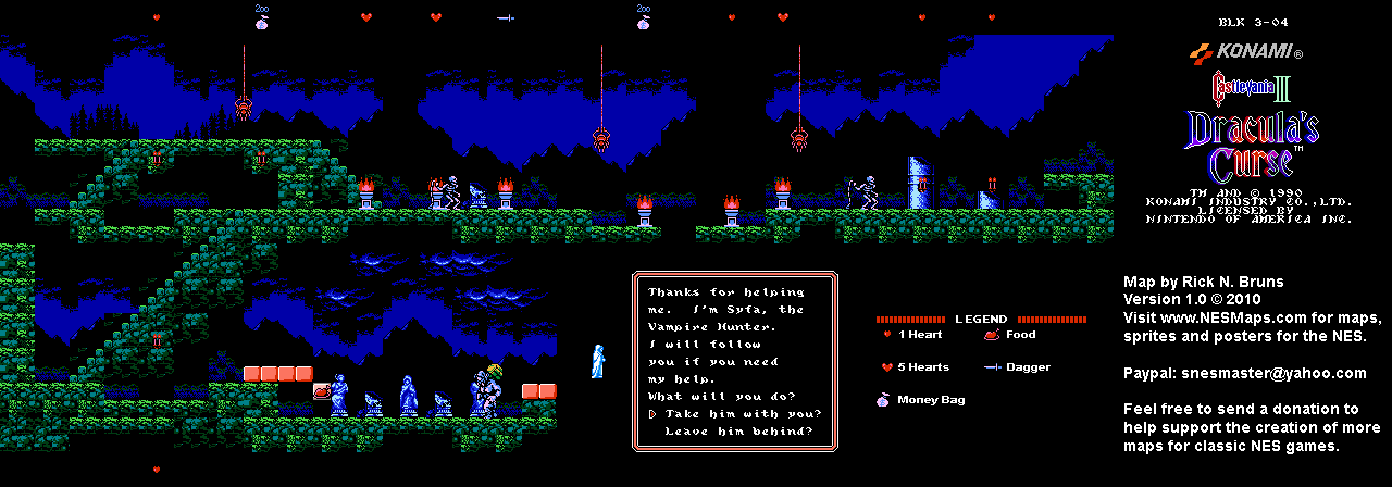 Castlevania III Dracula's Curse - Block 3-04 Nintendo NES Map
