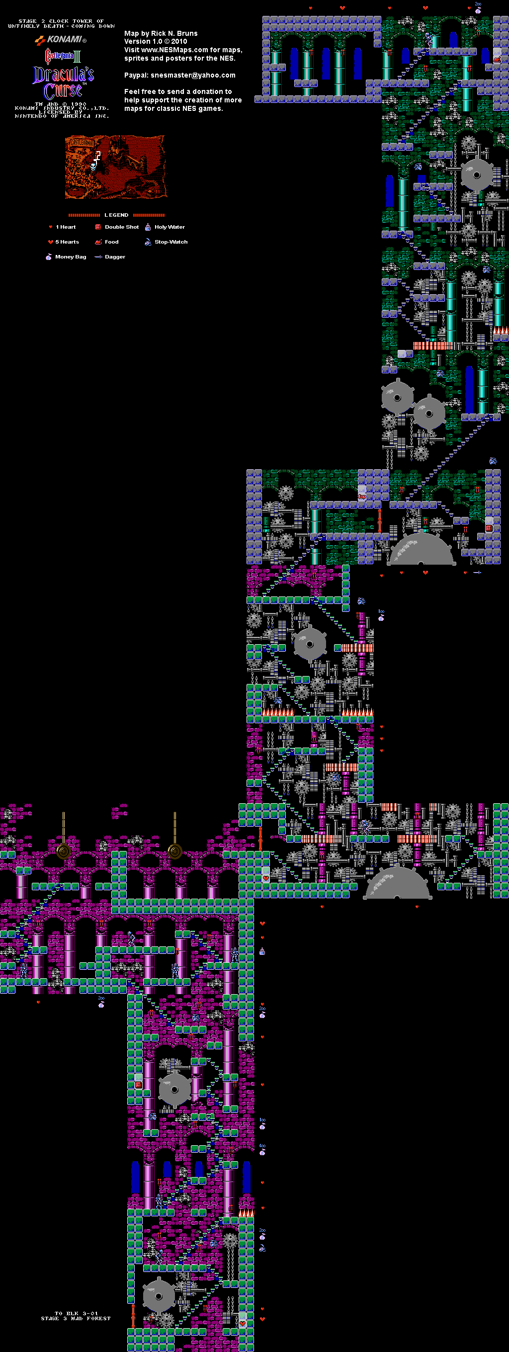 Castlevania III Dracula's Curse - Stage 2 Part 2 Nintendo NES Map