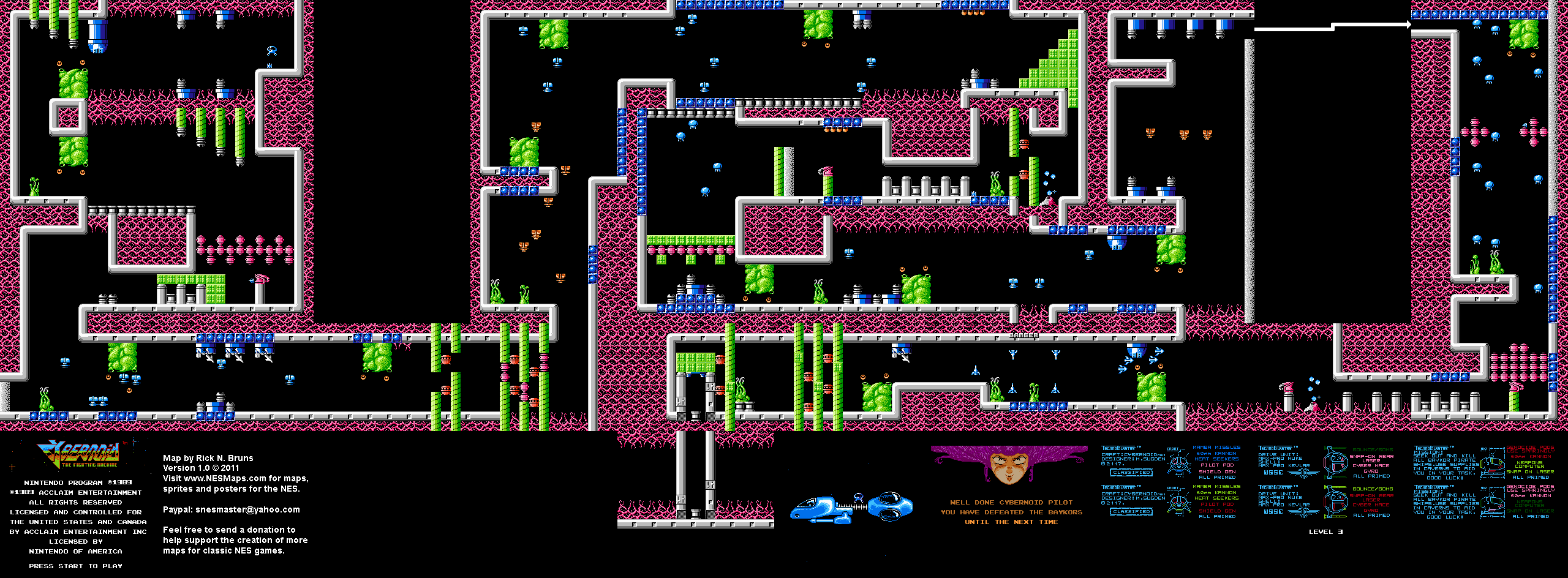 Cybernoid: The Fighting Machine - Level 3 - Nintendo NES Map