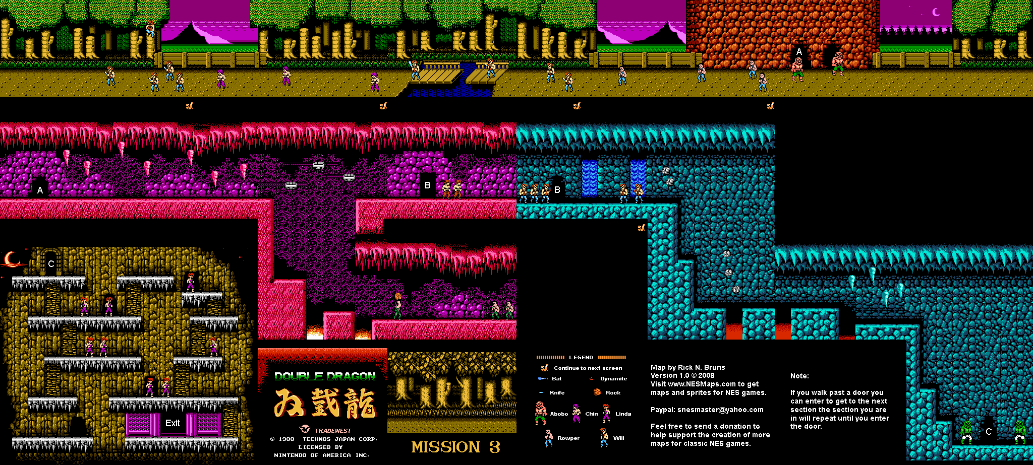 Double Dragon - Mission 3 Nintendo NES Map