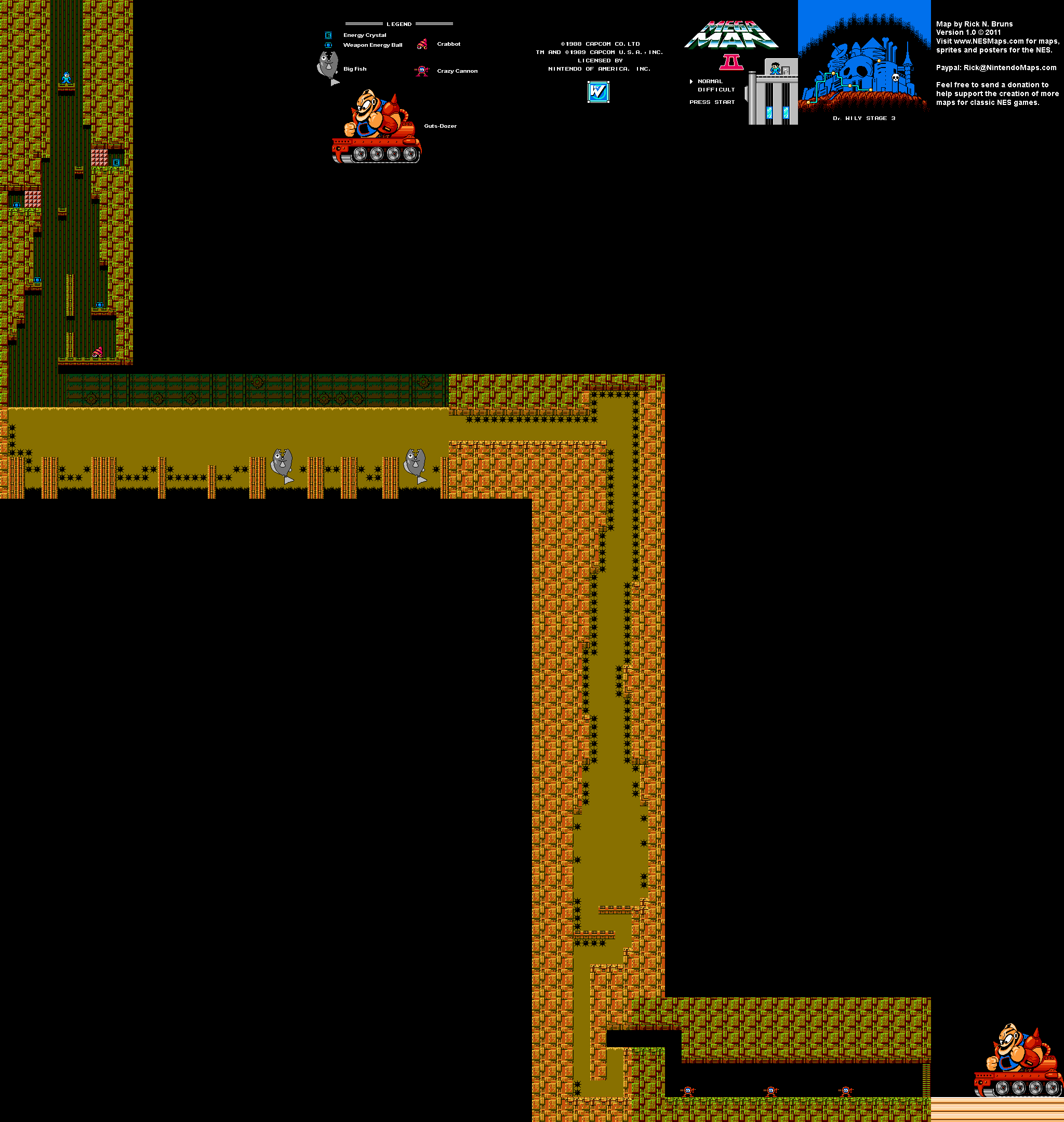 Mega Man II 2 - Dr. Wily Stage 3 Nintendo NES Map