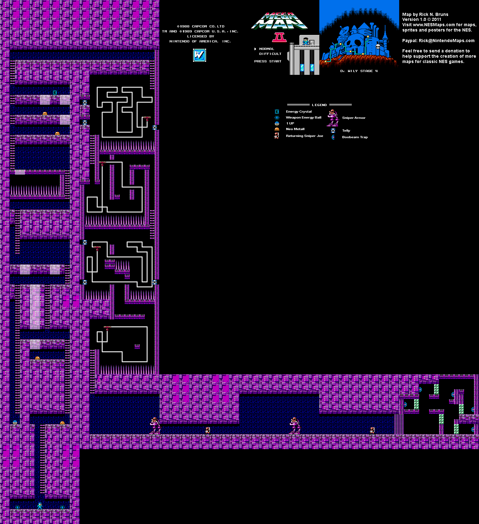 Mega Man II 2 - Dr. Wily Stage 4 Nintendo NES Map