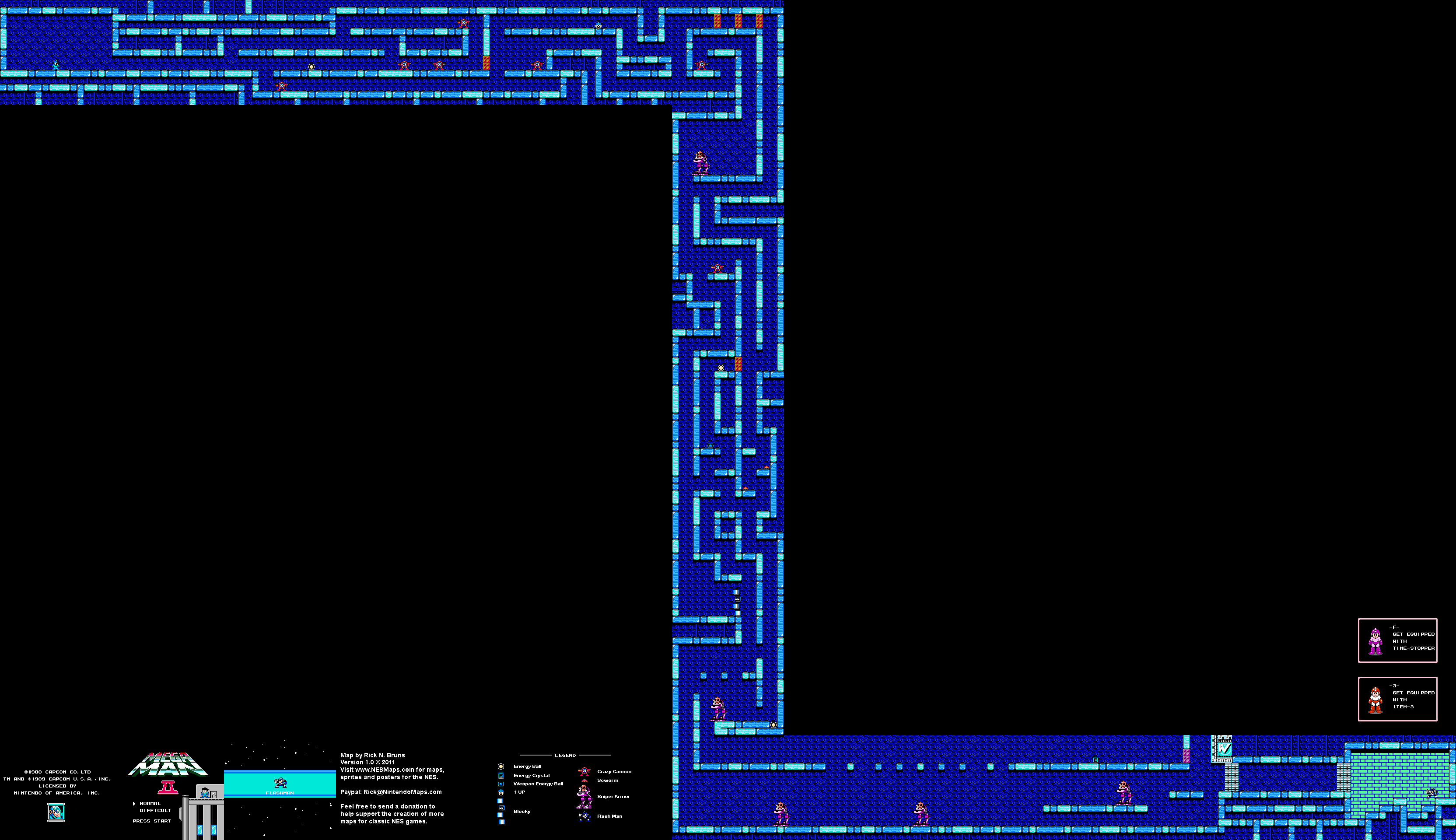 Mega Man II 2 - Flash Man Stage Nintendo NES Map