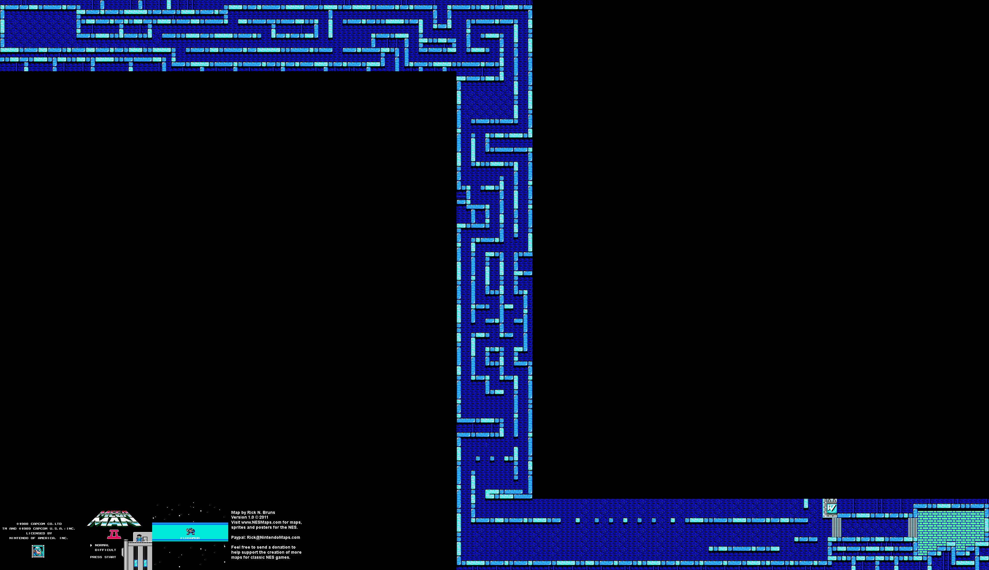 Mega Man II 2 - Flash Man Stage Nintendo NES Map BG