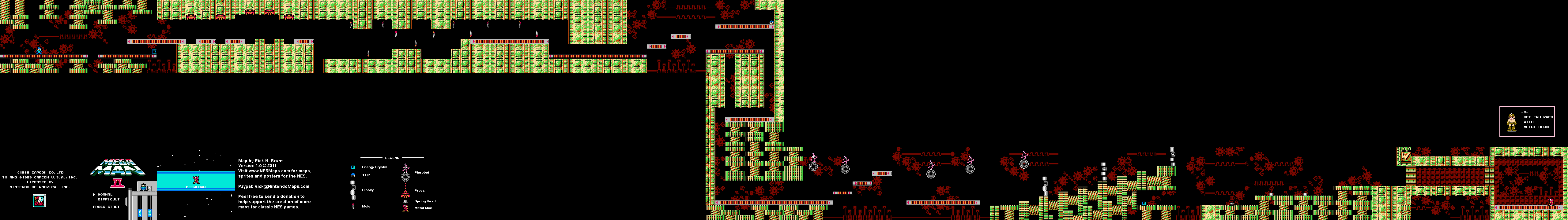 Mega Man II 2 - Metal Man Stage Nintendo NES Map