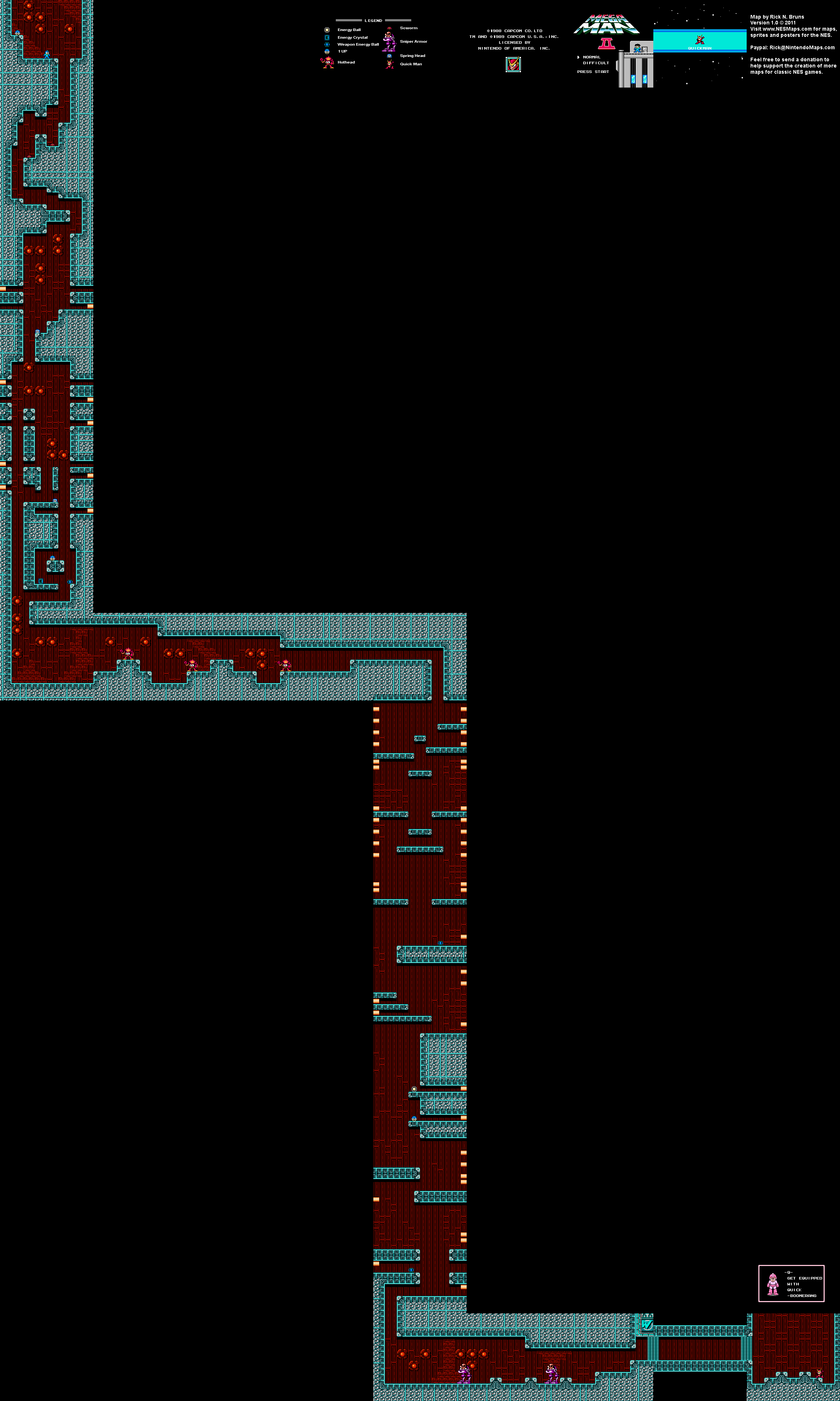 Mega Man II 2 - Quick Man Stage Nintendo NES Map
