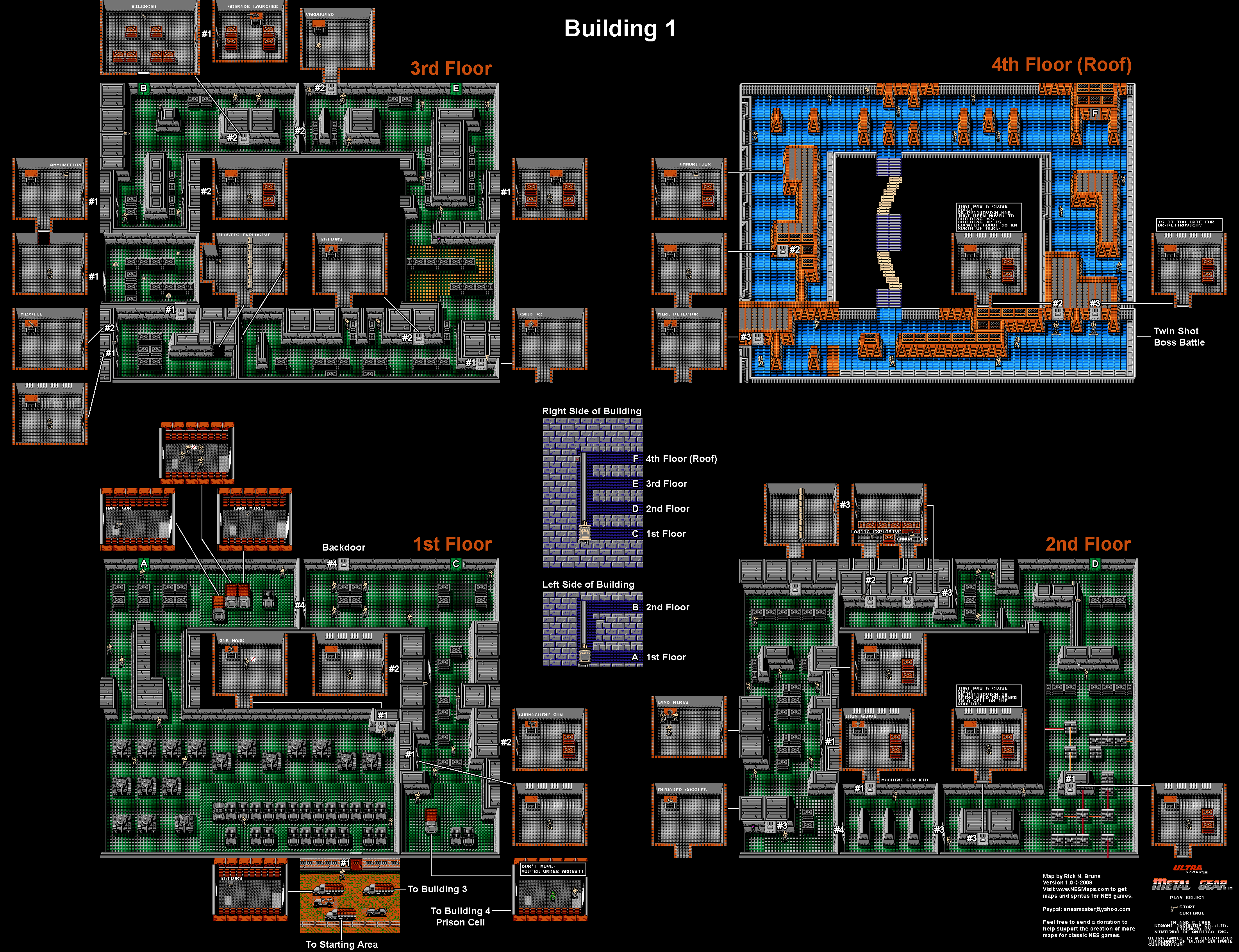 Metal Gear - Building 1 - Nintendo NES Map