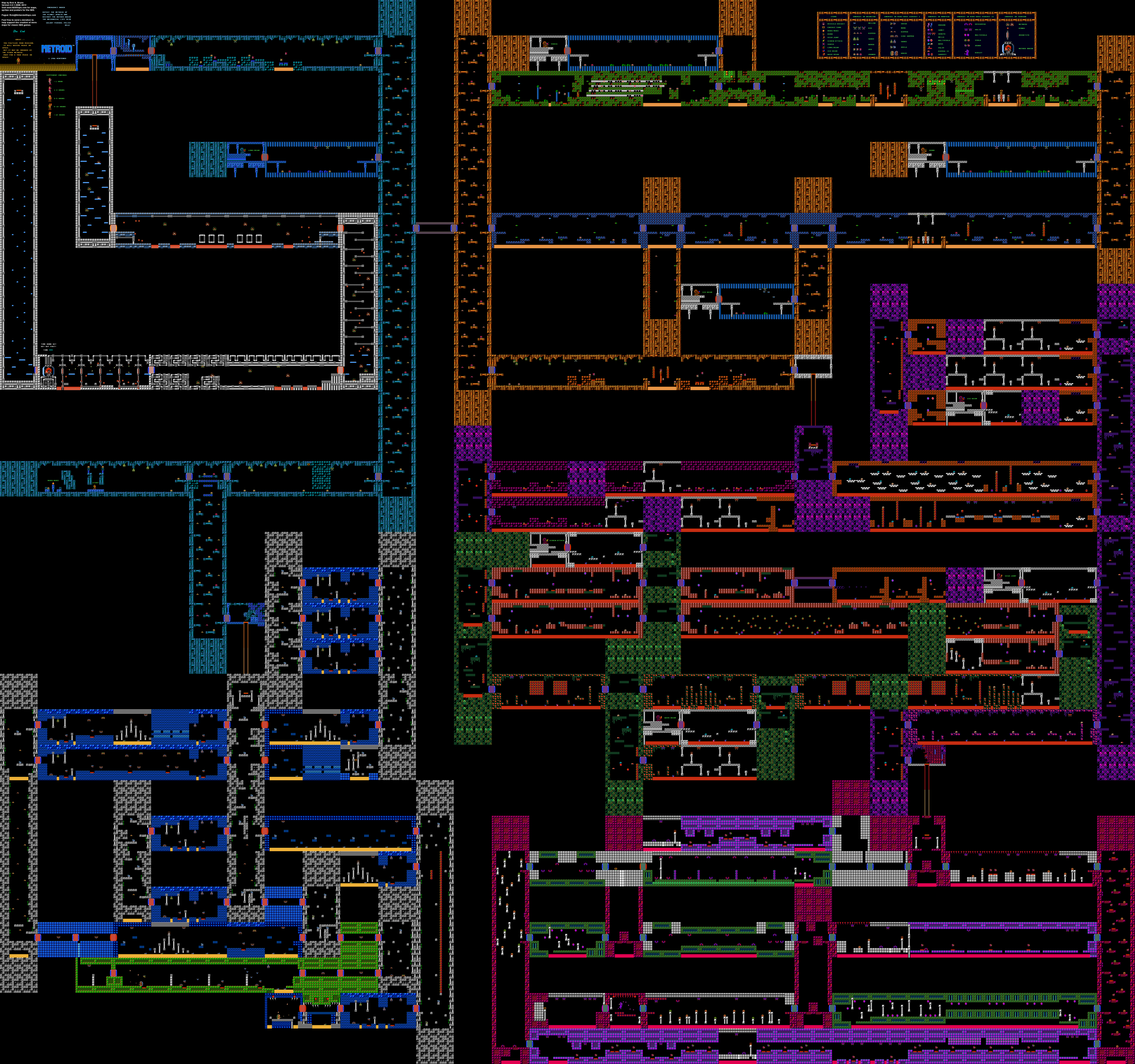 Metroid - Planet Zebes - Nintendo NES Map