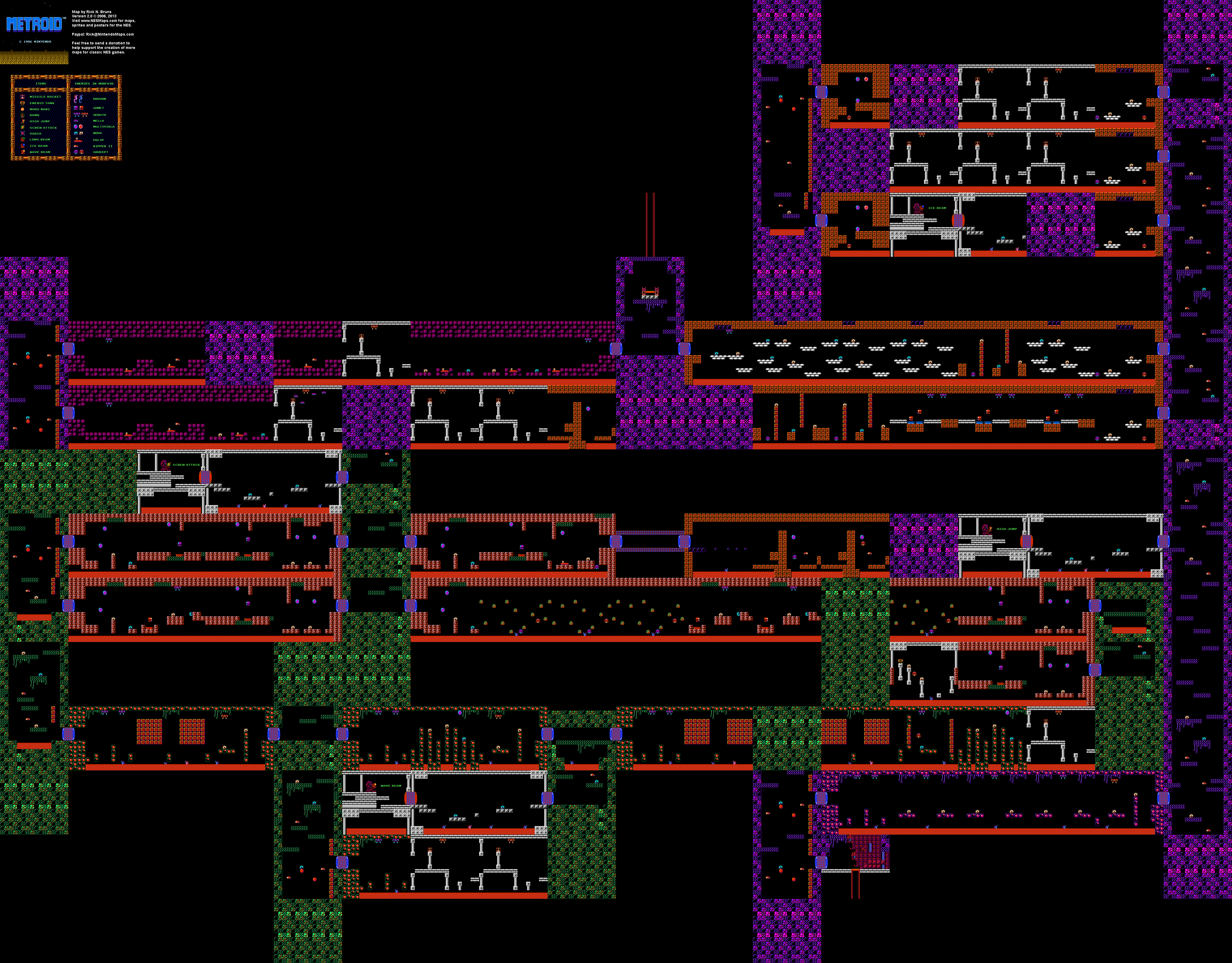 Metroid - Norfair - Nintendo NES Map