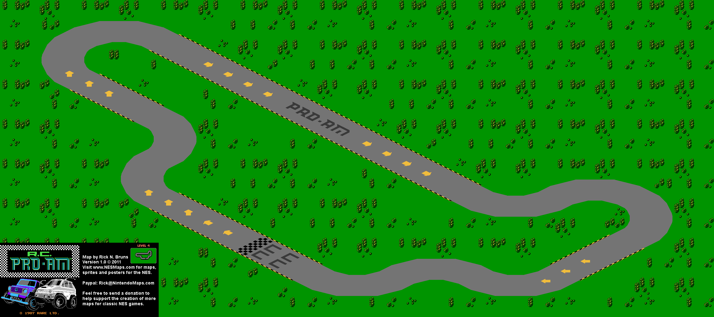 R.C. Pro-Am - Level 4 Nintendo NES Map BG