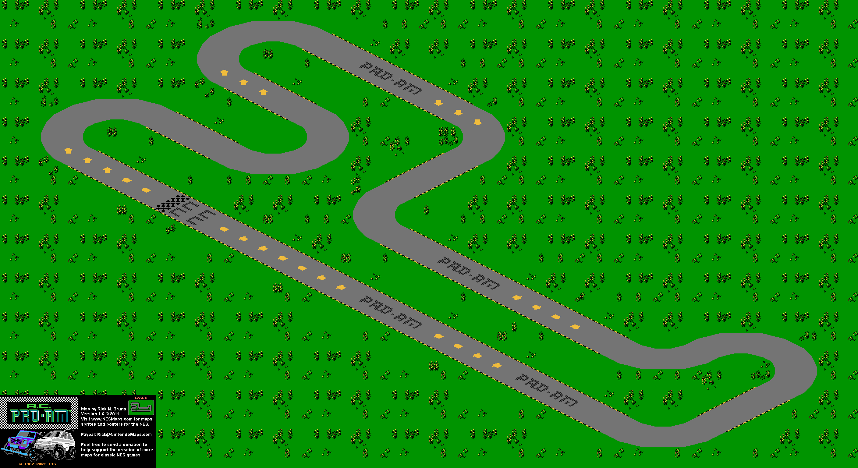 R.C. Pro-Am - Level 8 Nintendo NES Map BG
