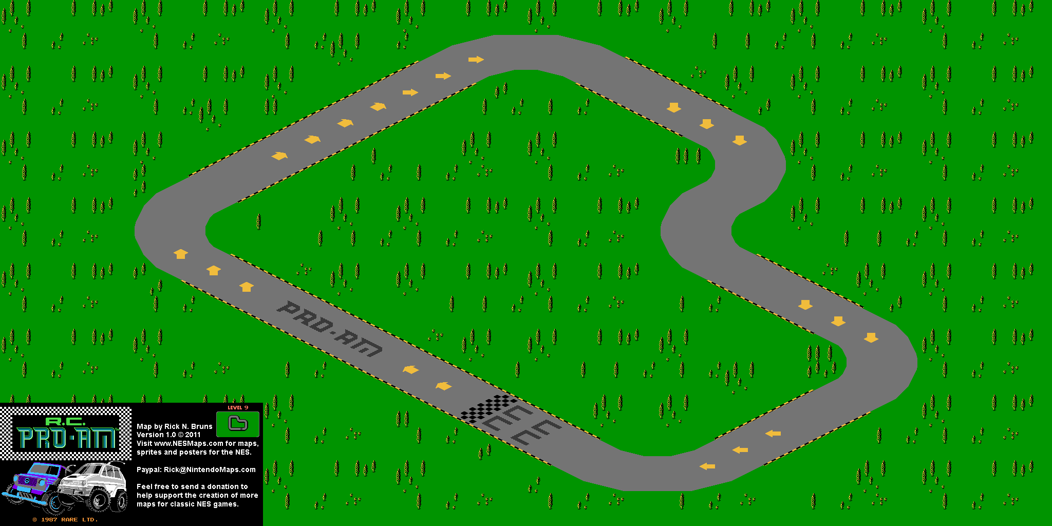 R.C. Pro-Am - Level 9 Nintendo NES Map BG