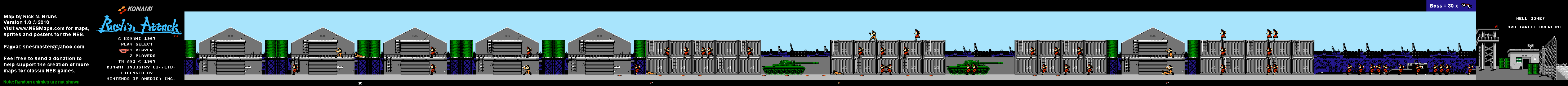 Rush'n Attack - Level 3 Nintendo NES Map