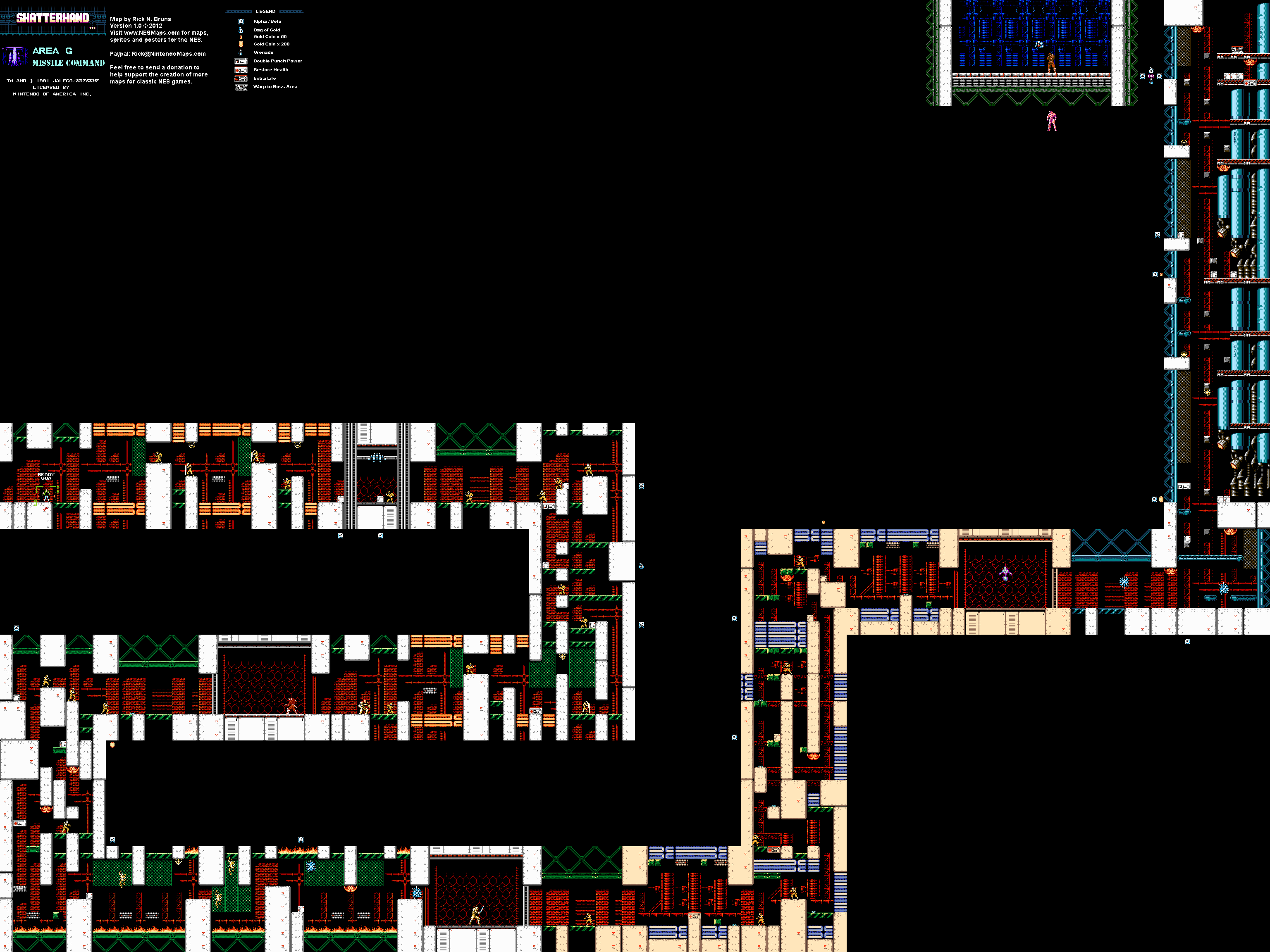 Shatterhand - Area G Missile Command - Nintendo NES Map