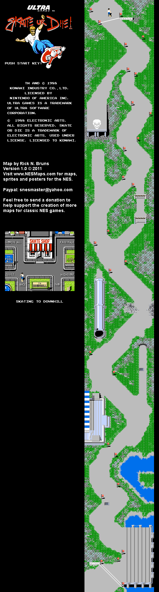 Skate or Die! - Race Nintendo NES Map