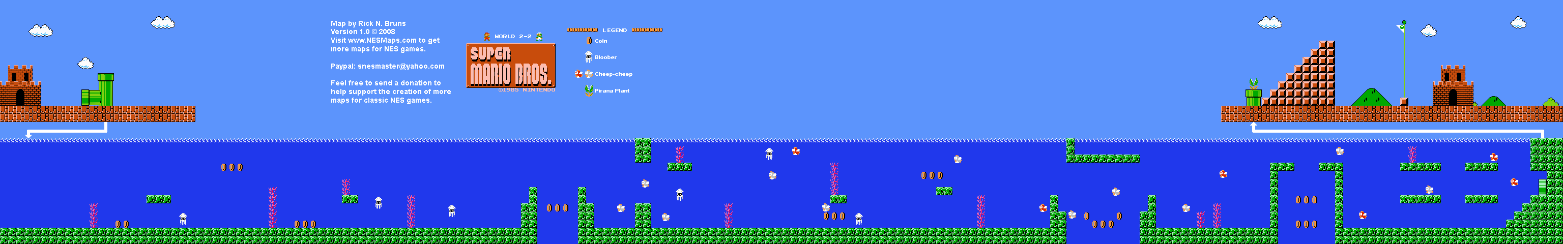 Super Mario Brothers - World 2-2 Nintendo NES Map