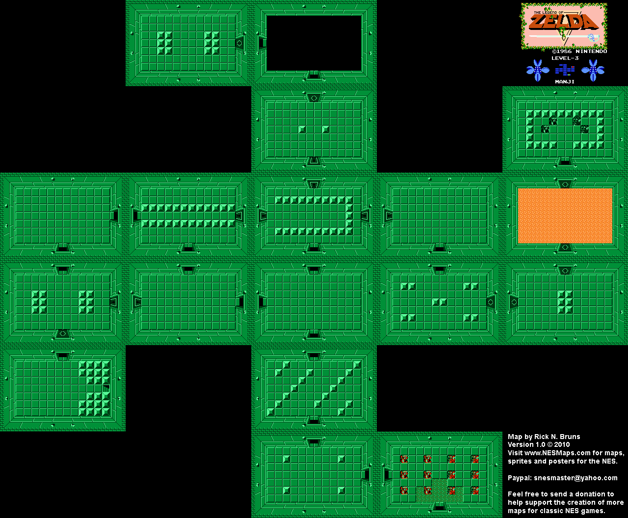 The Legend of Zelda - Level 3 Manji - NES Map BG