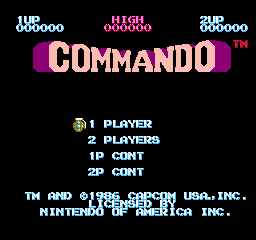 Commando Title Screen