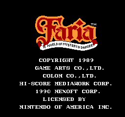 Faria Title Screen