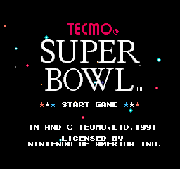 Tecmo Super Bowl Title Screen