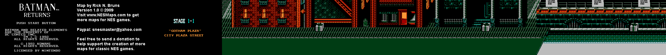 Batman Returns - Stage 1-1 - Nintendo NES Background Only Map