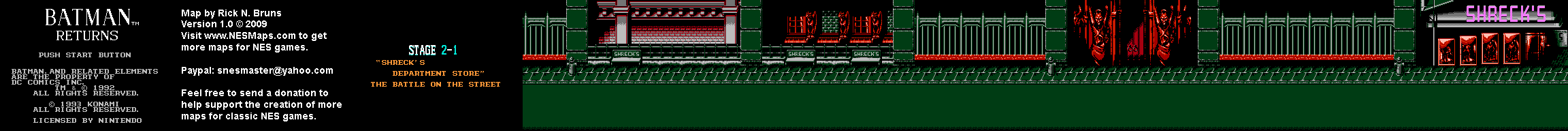 Batman Returns - Stage 2-1 - Nintendo NES Background Only Map