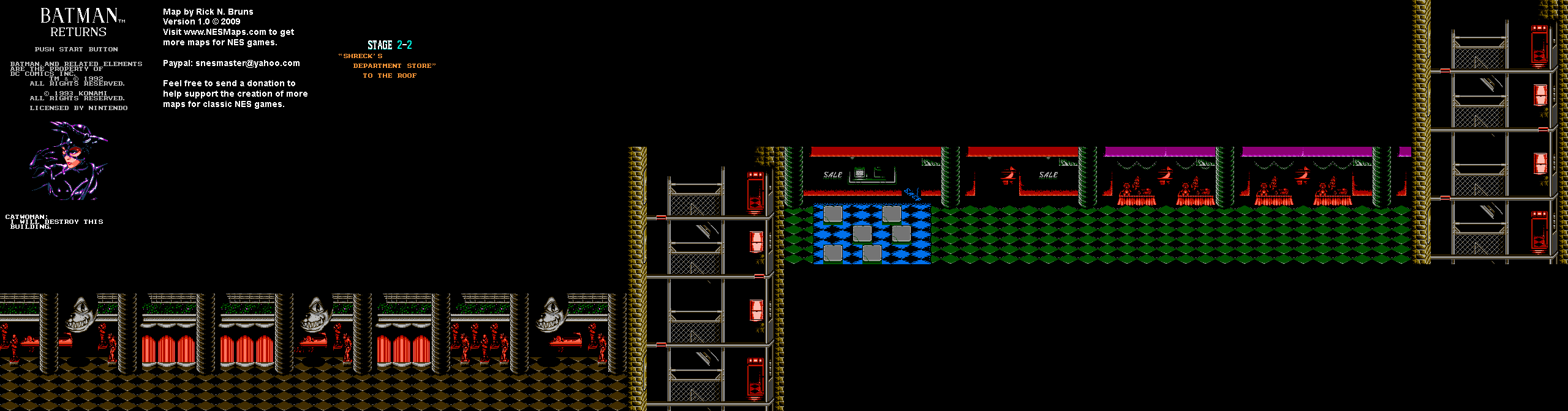 Batman Returns - Stage 2-2 - Nintendo NES Background Only Map