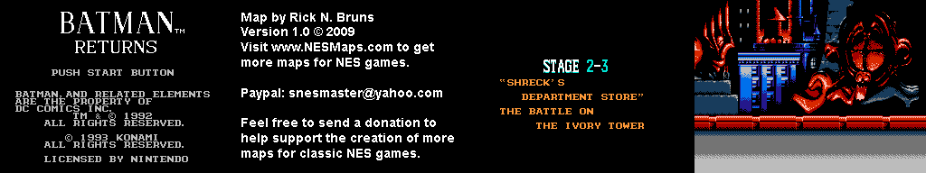 Batman Returns - Stage 2-3 - Nintendo NES Background Only Map