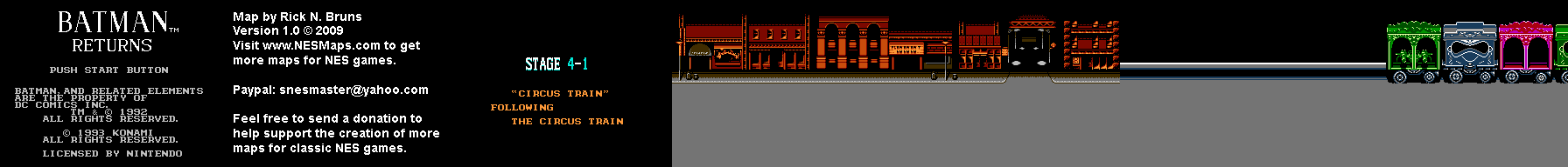 Batman Returns - Stage 4-1 - Nintendo NES Background Only Map