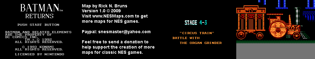 Batman Returns - Stage 4-3 - Nintendo NES Background Only Map