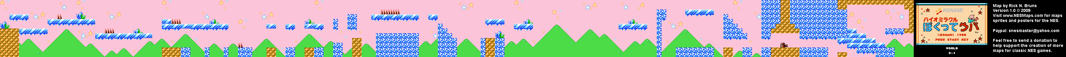 Bio Miracle Bokutte Upa - World 3-1 Nintendo NES Background Only Map