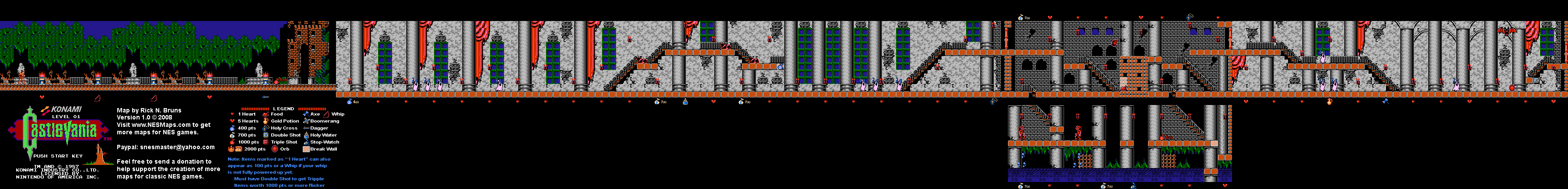 Castlevania - Level 1 Nintendo NES Map