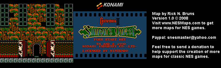 Castlevania II Simon's Quest - Area 10 Castle 1 Berkeley Mansion Entrance Background Only Map