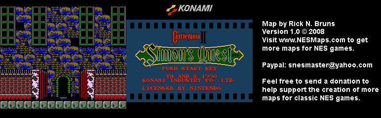 Castlevania II Simon's Quest - Area 24 Castle 3 Brahm's Mansion Entrance Map