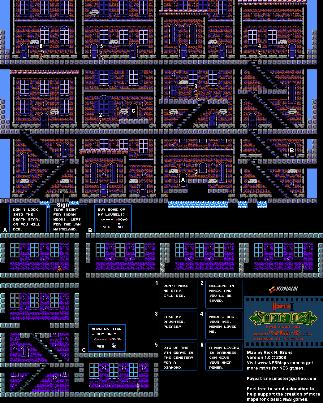 Castlevania II Simon's Quest - Area 33 Town of Ondol Map