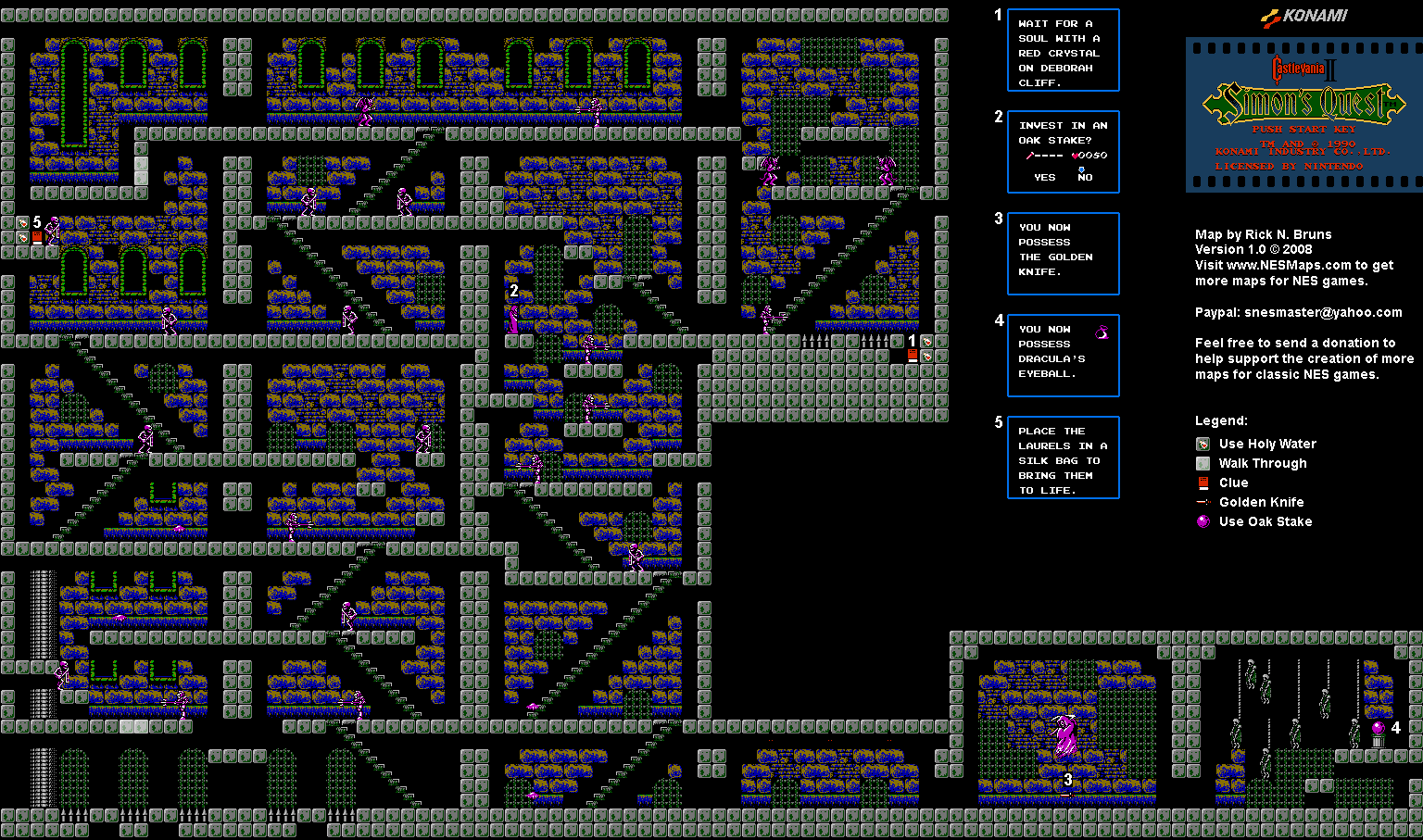 Castlevania II Simon's Quest - Castle 3 Brahm's Mansion Map