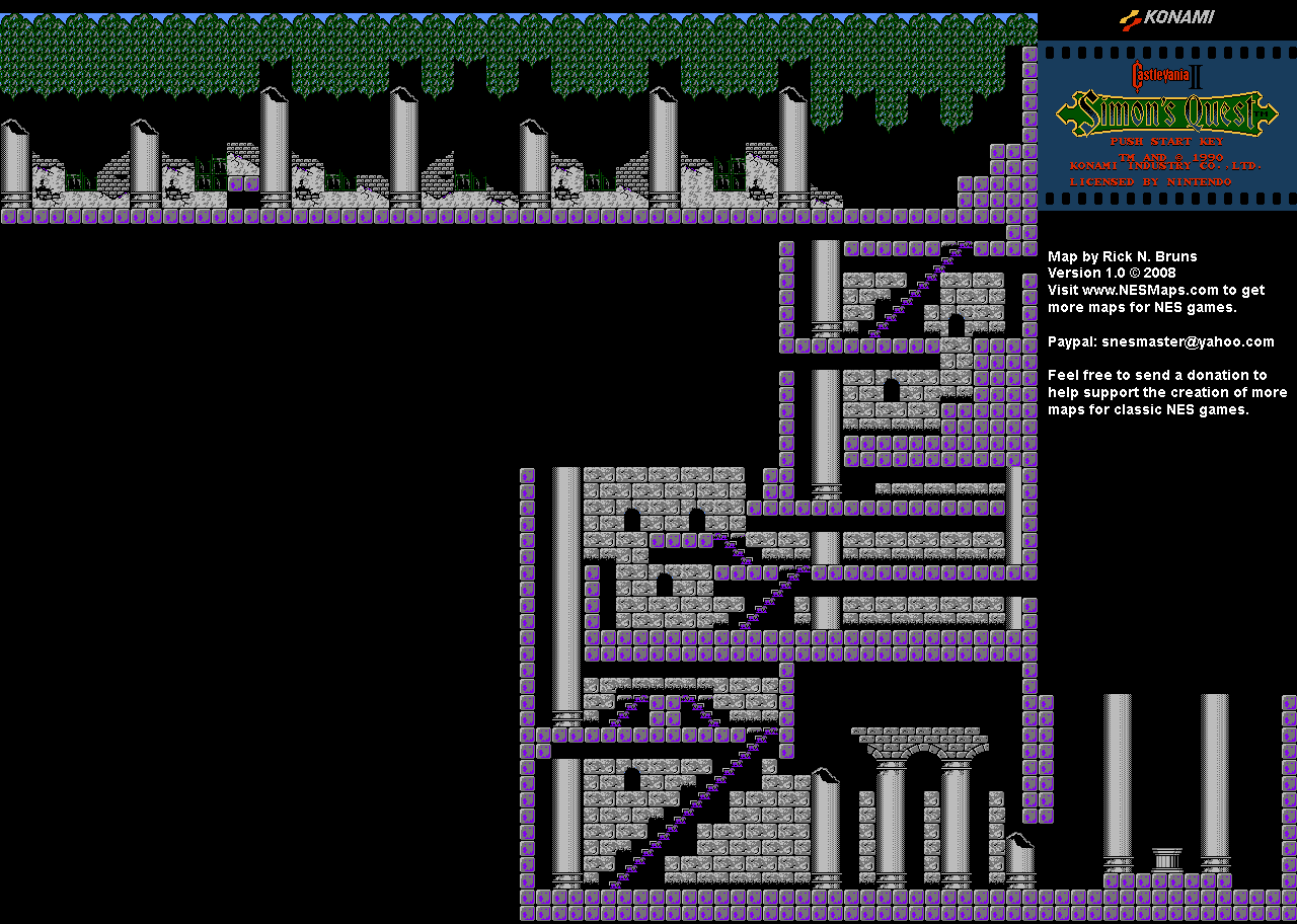 Castlevania II Simon's Quest - Castle 6 Castlevania Background Only Map