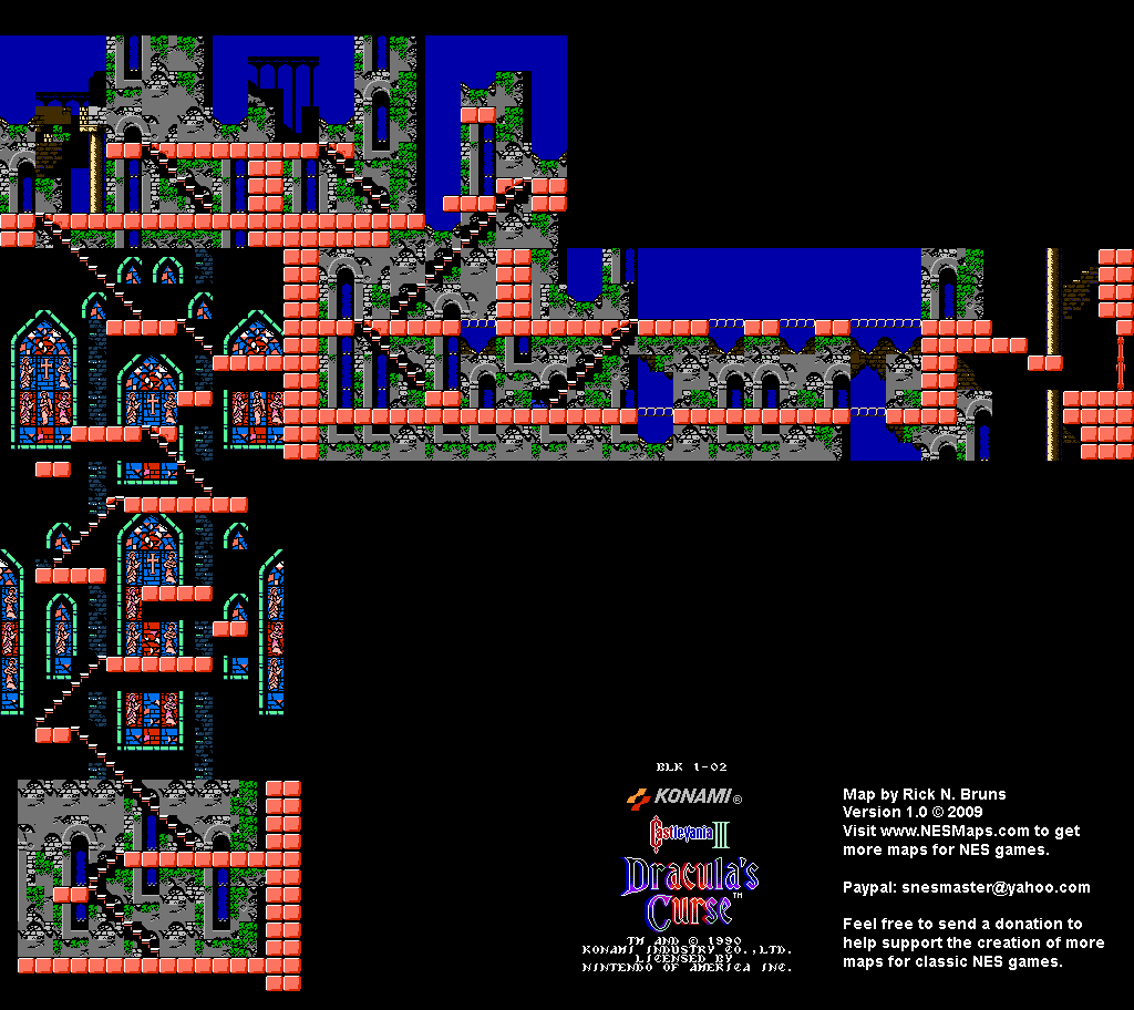 Castlevania III Dracula's Curse - Block 1-02 Nintendo NES Map BG