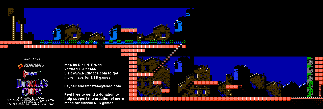 Castlevania III Dracula's Curse - Block 1-03 Nintendo NES Map BG