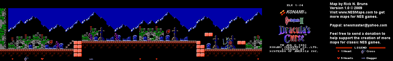 Castlevania III Dracula's Curse - Block 1-04 Nintendo NES Map