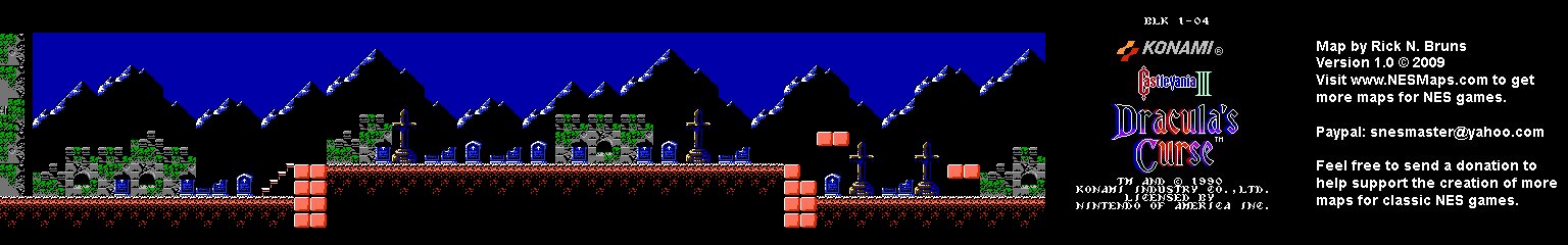 Castlevania III Dracula's Curse - Block 1-04 Nintendo NES Map BG