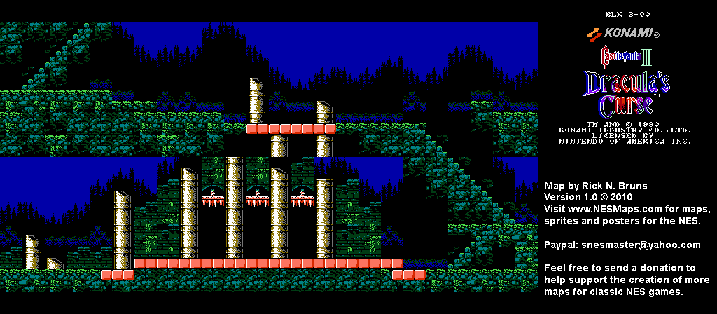 Castlevania III Dracula's Curse - Block 3-00 Nintendo NES Map BG